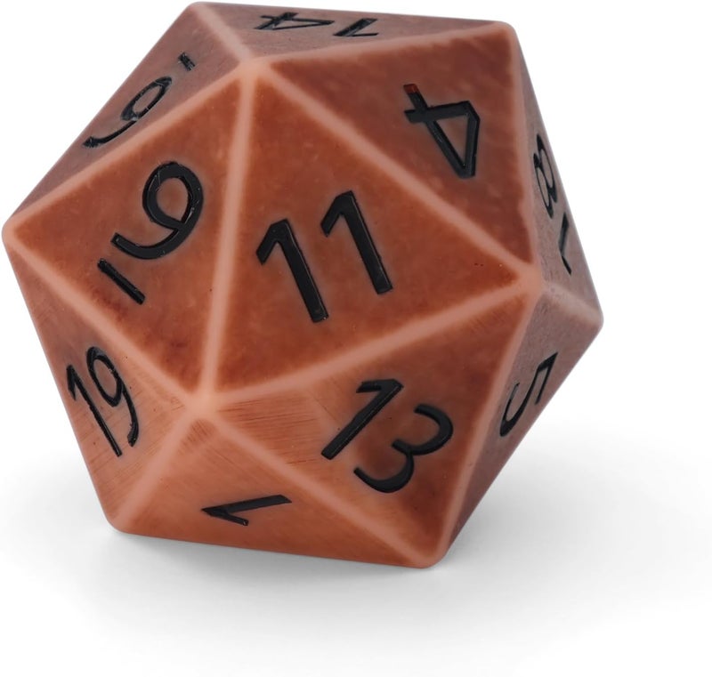 CSITORWWE Retro Style 55mm Giant D20 Dice,20 Sided Resin Dice with Velvet Pouch, Titan Polyhedral Dice for TTRPG Tabletop Gaming,Dungeon Masters,RPG Adventures(Brown Ancient) - Image 3